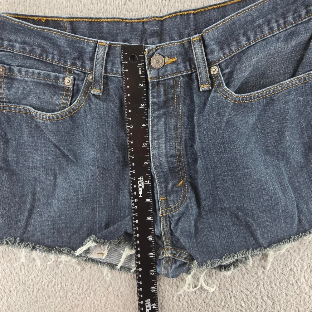 Levis 514 Shorts Men 36 Blue Dark Wash Denim Cut Off Jean Raw Hem Festival Beach